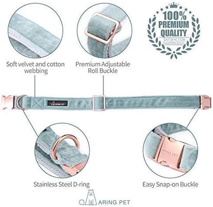 ARING PET Dog Collar and Leash, Velvet Dog Collar and Leash Set, Soft & Comfy, Adjustable Collars for Dogs
