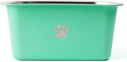 2.5 Gallons 40 Cup Non Slip Stainless Steel Large Dog Water Bowls, Outdoor Metal Dog Bowls Extra Large Breed, High Capacity Water Bowl for Big Giant Huge Dogs, Aqua