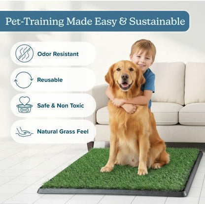 Artificial Grass Puppy Pee Pad for Dogs and Small Pets - Set of Three 23x18.5-Inch Reusable 3-Layer Turf Pads for Dogs - Indoor and Outdoor Fake Grass Potty Pet Supplies by PETMAKER
