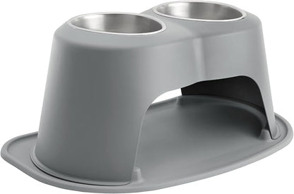 WeatherTech Double High Pet Feeding System - Elevated Dog/Cat Bowls - 12 inch High Dark Grey (DHC6412DGDG)