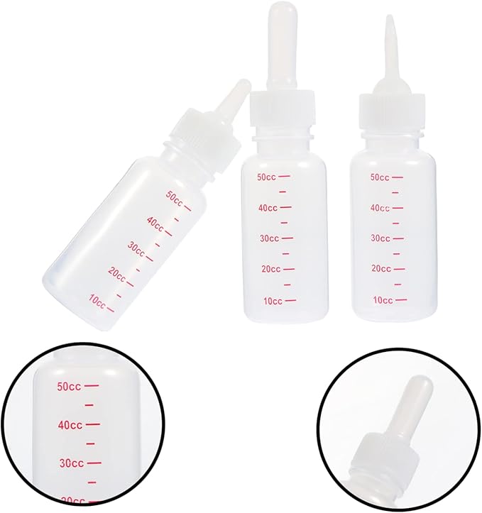 POPETPOP 3Pcs Portable PET Nursing Bottles Plastic Scale Milk Bottle Set for Small Animals for Kittens Puppies and Rabbits Replacement Nipples