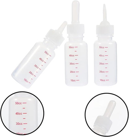 POPETPOP 3Pcs Portable PET Nursing Bottles Plastic Scale Milk Bottle Set for Small Animals for Kittens Puppies and Rabbits Replacement Nipples