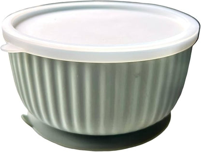 Cat Bowls with Suction Cup 400ml with Silicone Lid — Elevated Silicone Pet Dish with Non-Slip Bottom for Dry Food, Wet Food and Water — Silicone Water Bowl for Small Dog, Rabbit, Kittens (SoftGreen)