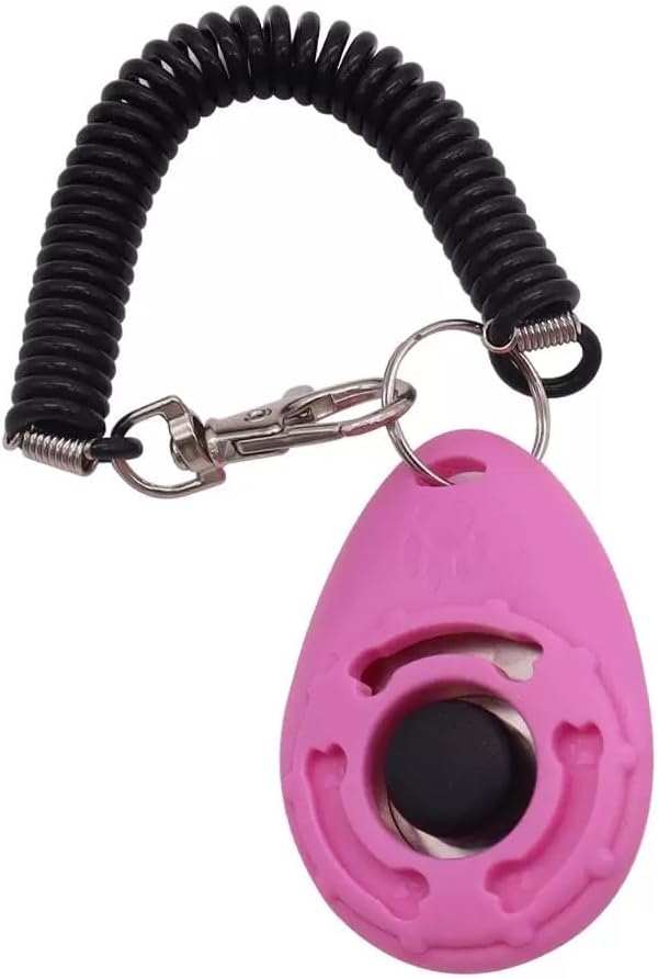 2pc Pink Clicker Easy to Use with Button Dog Training Accessories Strong and Long-Lasting,Behavior Aids