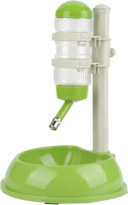 Adjustable Dog Bowl Feeder, Food Grade Plastic Pet Drinking Water Bottle and Food Dish Set with Adjustable Height, for Small Medium Large Dogs (Green)