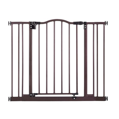 MyPet Windsor Arch Hold-Open & Auto-Close Pressure-Mount Pet Gate: Heavy-Duty Steel Gate 28.5in Tall Comes with Two 5in Extensions from 28in to 38in Wide in Matte Bronze