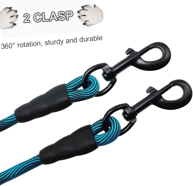 BTINESFUL 3FT Dog Tie Down, Nylon Rope Short Dog Tether Indoor Training Safety Vehicle Tether for Large Medium Strong Puppy Blue Black