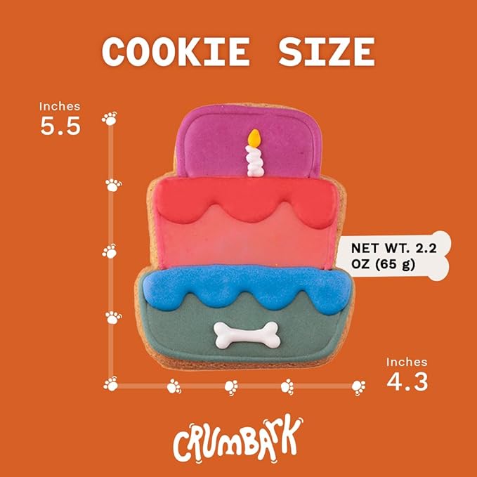 Dog Birthday Treats | Hand-Decorated Treats – 8 Pack in Gift Box | Extra Large Treat 62g Cookie, Vegan Dog Birthday Cake