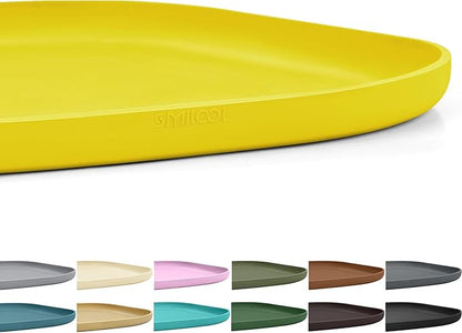 Smilool Small Silicone Pet Food Mat with Raised Edge for Food and Water Bowl, Square Dog Feeding Mats, Cat Food Trays for Floor Waterproof, Rubber Tray for Dogs and Cats, 12 x 12 x 0.7 Light Yellow