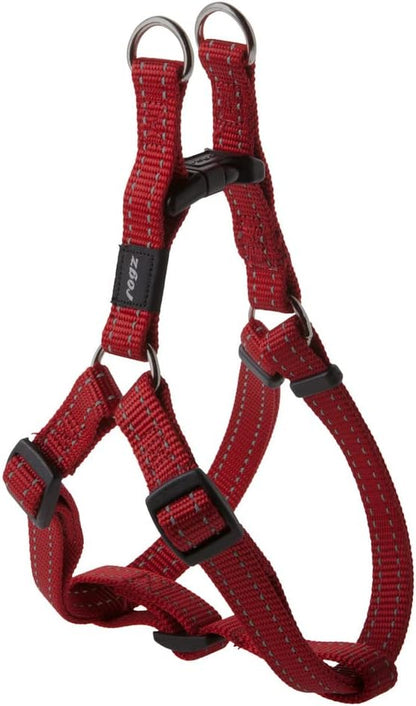 Reflective Adjustable Dog Step in Harness for Medium Dogs; matching collar and leash available, Red