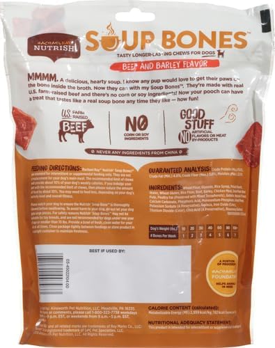 Nutrish Soup Bones Premium Dog Chews with Real Beef and Barley,6 Chews (Rachael Ray),(Pack of 2)