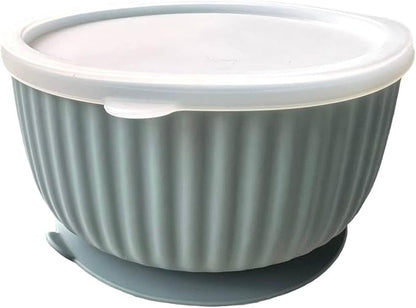 Cat Bowls with Suction Cup 400ml with Silicone Lid — Elevated Silicone Pet Dish with Non-Slip Bottom for Dry Food, Wet Food and Water — Silicone Water Bowl for Small Dog, Rabbit, Kittens (SoftGrey)