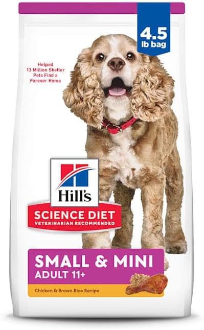 Hill's Science Diet Senior 11+ Small & Mini Dry Dog Food, Chicken, Brown Rice, & Barley, 4.5 lb. Bag