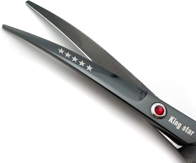 7.0in Titanium Professional dog Grooming Scissors set,Straight & Thinning & Curved scissors 4pcs set for Dog grooming (Bright black)