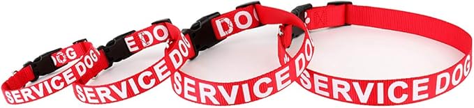 Plutus Pet Service Dog Collar,Printed in Large Letters on Nylon Webbing,Prevents Accidents by Warning Others of Your Dog in Advance,Two Colors,Four Sizes,Neck 8-12 inch,Extra Small,Red