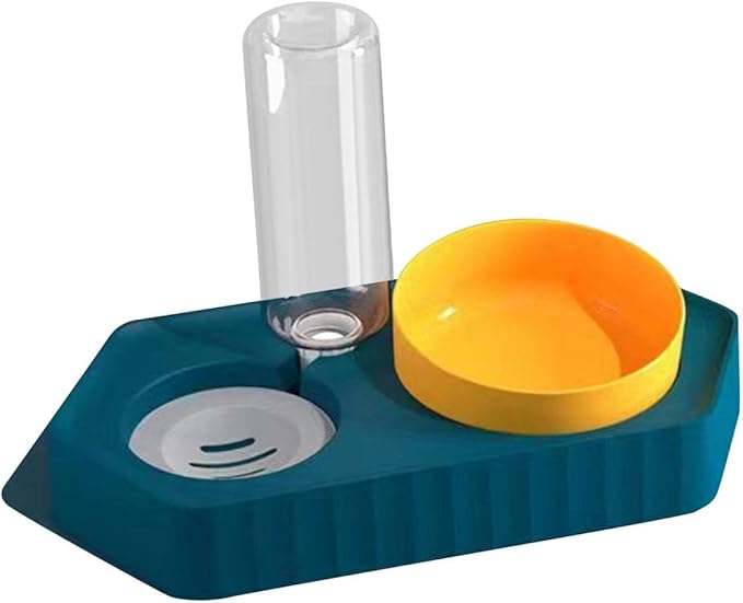 Dog Bowls Drinking Pet Feeding Station Detachable Non Slip Pet Feeder and Waterer for Cats Dogs Small Medium Large Pets Supplies, Double Blue