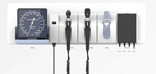 Protege Medical Advanced Integrated Wall Mount Diagnostic System – Otoscope, Ophthalmoscope, Sphygmomanometer, Infrared Thermometer – LED, Fiber Optic, Wall-Mounted Design