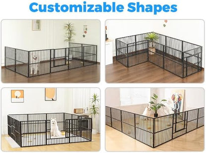 Dog Playpen - 32" Height Dog Pen, Heavy Duty Puppy Pen with Door, Safe & Sturdy, Easy Assemble for Indoor/Outdoor Pet Playpen (12 Panels with Door)
