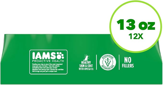Iams Proactive Health Wet Dog Food, Chicken Chunks in Gravy and Beef Chunks in Gravy, 13 oz., Pack of 24