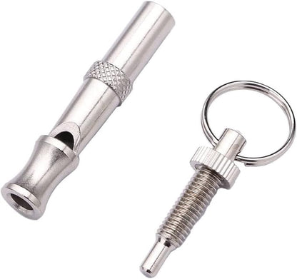 Silver Adjustable Ultrasonic Dog Whistle,Portable Whistle Pet Whistle Supersonic Whistle Dog Whistles for Pet Training,Training and Behavior Aids Whistles