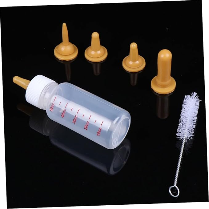 LIOOBO 1 Set Pet Nursing Bottle for Newborn Kittens Puppies Small Animals Milk Feeding Kit with Nipples Bottle Brush Portable Easy to Pet Supplies
