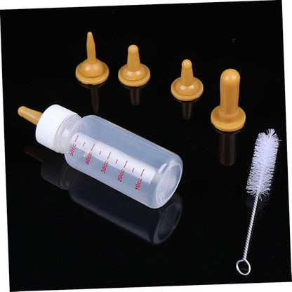 LIOOBO 1 Set Pet Nursing Bottle for Newborn Kittens Puppies Small Animals Milk Feeding Kit with Nipples Bottle Brush Portable Easy to Pet Supplies