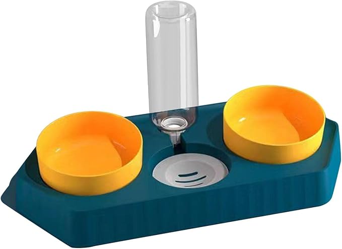 Dog Bowls Drinking Pet Feeding Station Detachable Non Slip Pet Feeder and Waterer for Cats Dogs Small Medium Large Pets Supplies, Three Blue