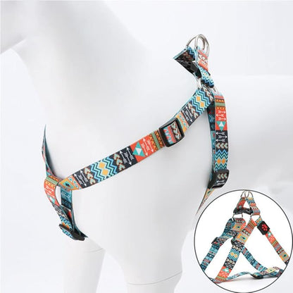 Dog Harness and Leash Set, Pretty Pattern No-Pull Pet Halter Puppy Vest Outdoor Easy Walk for Small Medium Large Breed Pug Bully Mastiff Dogs Female Male, Orange M
