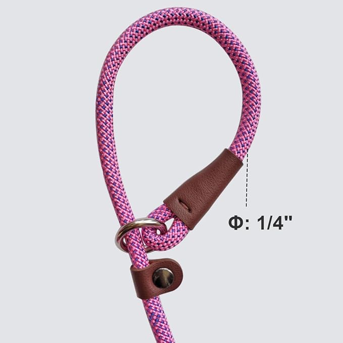 BTINESFUL 7ft Slip Lead Dog Leash, 1/4" Nylon Rope Dog Training Leash for Small Medium Dogs No-Pull Walking, Behavior Training, 14+ Colors