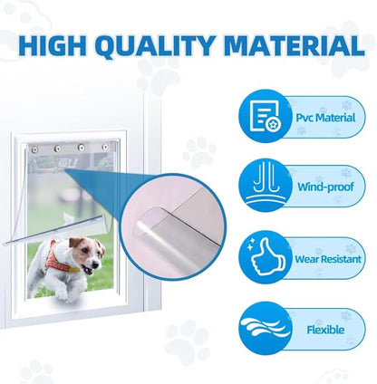 2 Pack XL Replacement Dog Door Flaps, Clear Pet Door Replacement Flap Compatible with 18" x 9.88" Extra Large Dog Door, Weather Resistant Replacement Flap Fits Pets Up to 90 Lbs