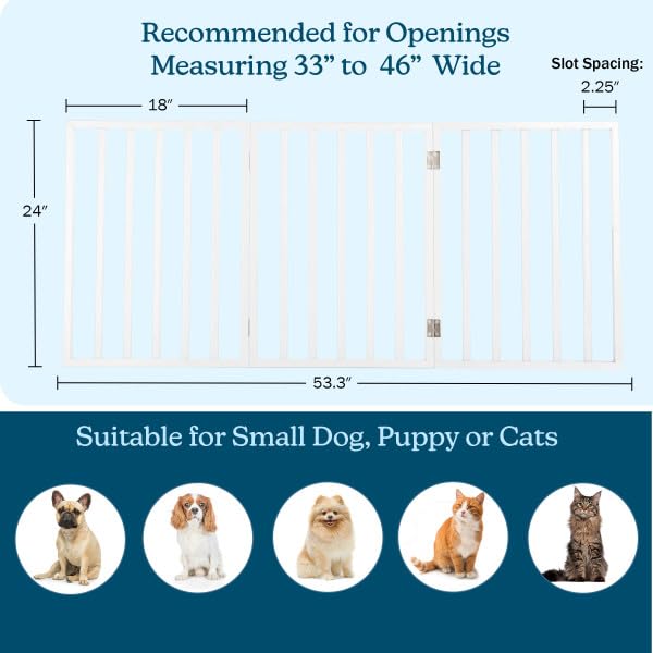 PETMAKER Pet Gate – Dog Gate for Doorways, Stairs or House– Freestanding, Folding, Accordion Style, Wooden Indoor Dog Fence (24-Inch, White)