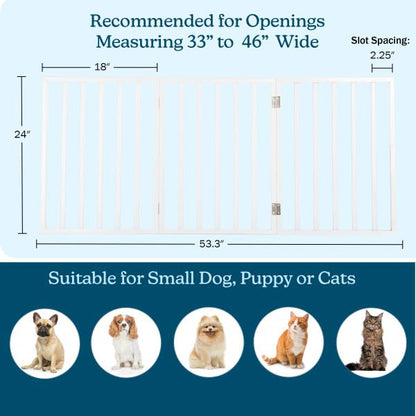 PETMAKER Pet Gate – Dog Gate for Doorways, Stairs or House– Freestanding, Folding, Accordion Style, Wooden Indoor Dog Fence (24-Inch, White)