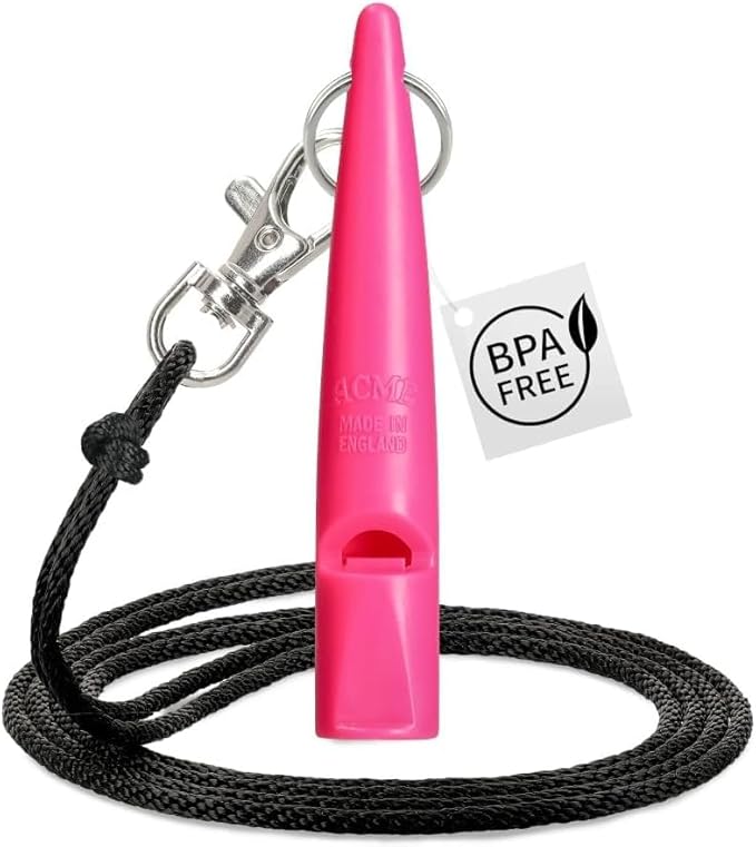 ACME 210.5 Professional Dog Training Whistle with Lanyard. BPA-Free Plastic. 90 dBA. Standardized 5700Hz Frequency for Smaller Dogs. Weatherproof. Made in The UK (Day Glow Pink/Black)