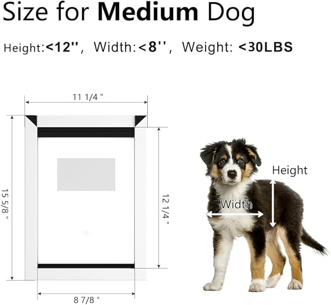 [MAVRICPOWER] Aluminum Medium Dog Door for Door, Doggy Door with 2 Sliding Lock Panels for Extreme, Doggie Door for Medium Dogs Up to 30 lbs