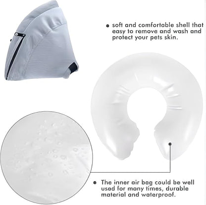 PAWRELIEF Soft Inflatable Dog Cat Cone Collar – Pet Recovery & Protective Dog Neck Collar for Medium Dogs Cats to Prevent Scratching, Licking (Grey, Medium)