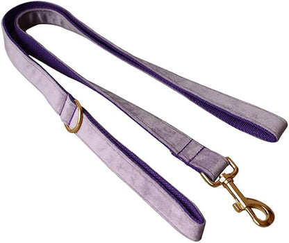 Love Dream Velvet Dog Collar and Leash Set, Soft & Comfy Adjustable Dog Leash and Collar with Heavy Duty Metal Buckle for Small Medium Large Dogs Training & Walking (XLarge, Purple)