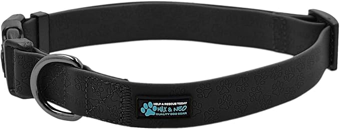Max and Neo Waterproof NEO Collar - We Donate a Collar to a Dog Rescue for Every Collar Sold (Large, Black)
