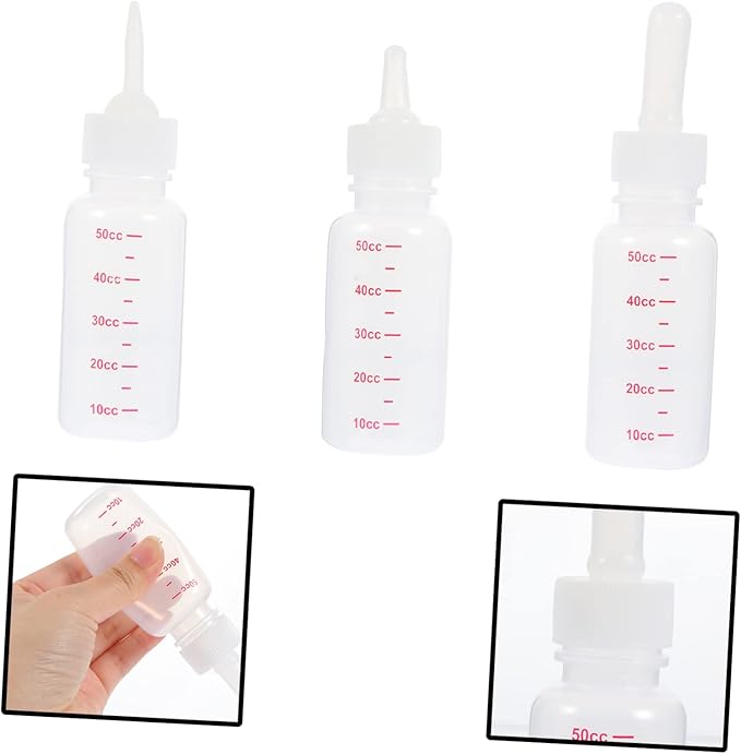 POPETPOP 3Pcs Portable PET Nursing Bottles Plastic Scale Milk Bottle Set for Small Animals for Kittens Puppies and Rabbits Replacement Nipples
