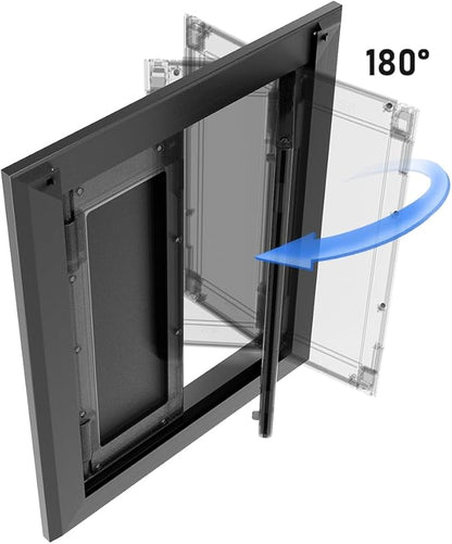 Aluminum French Extra Large Dog Door, Heavy-Duty with Strong Double Magnetic Flaps & Aluminum Telescoping Tunnel, for X-Large/Large Dogs Up to 200LBS - Black,