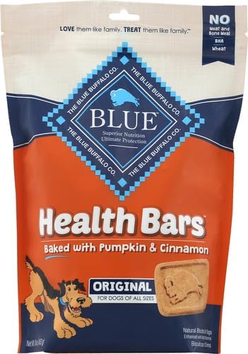 Blue Buffalo Health Bars Crunchy Dog Biscuits, Oven-Baked with Natural Ingredients, Pumpkin & Cinnamon, 16-oz Bag (Pack of 2)