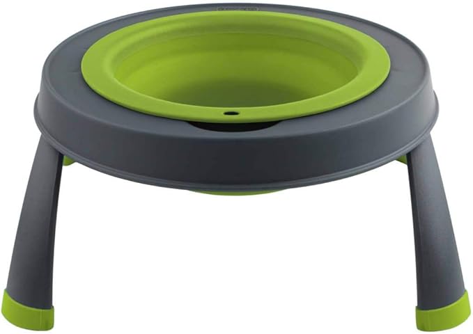 Dexas Popware for Pets Single Elevated Pet Feeder, Large, Gray/Green