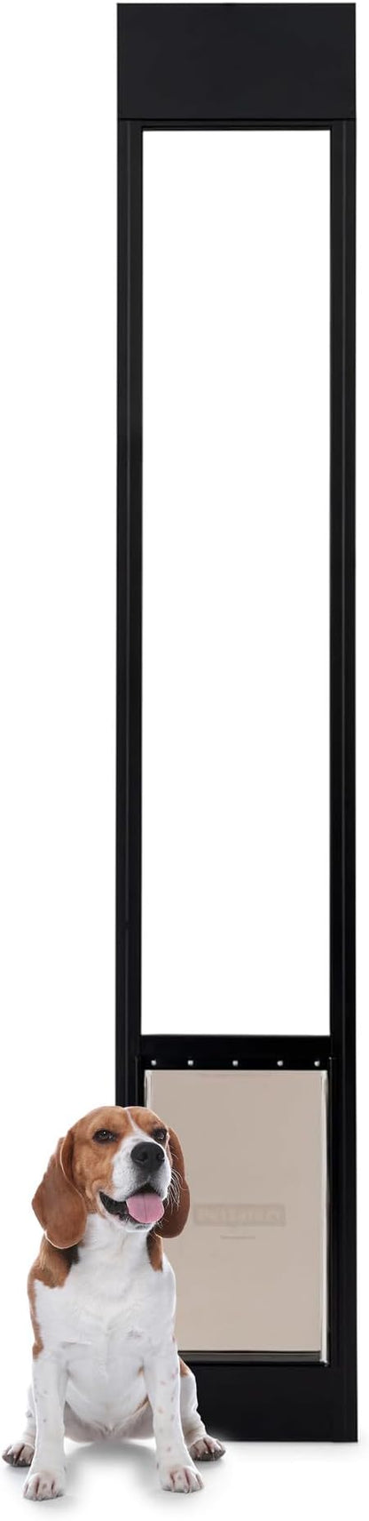 PetSafe Sliding Glass Pet Door - No-Cut DIY Install Doggy Door for Renters - Aluminum Frame - Adjustable Height 75 7/8" to 80 11/16" - Ideal for Large Dogs Up to 100 lb - Black