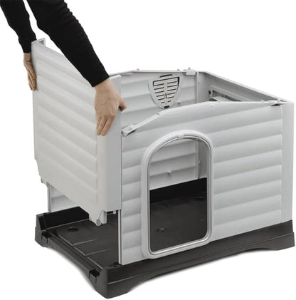 Ferplast Outdoor Kennel, Dog House DOGVILLA 90 in Resistant Thermoplastic Resin, Opening Side Panel