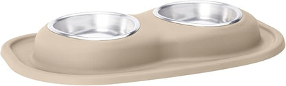 WeatherTech Double Low Pet Feeding System - Compact and Portable Dog/Cat Food and Water Station - 16 oz (2 Cups) Tan (DL1602TN)