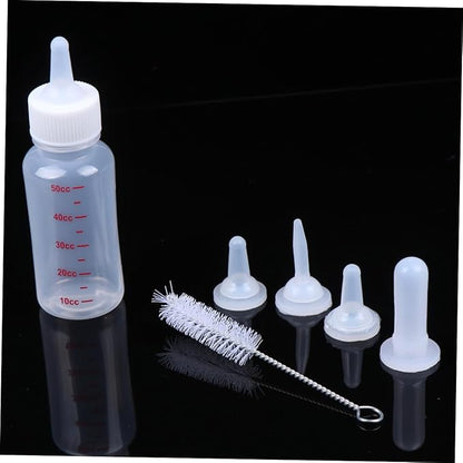 BESPORTBLE 4 Pack Pet Nursing Bottles for Small Animals 50ml Dog Cat Feeding Bottles 3 Sizes Nipples Cleaning Brush Kitten Milk Feeder