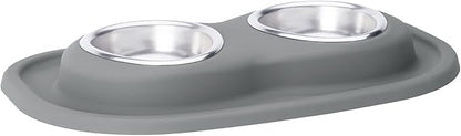 WeatherTech Double Low Pet Feeding System - Compact and Portable Dog/Cat Food and Water Station - 8 oz (1 Cup) Dark Grey (DL0801DG)