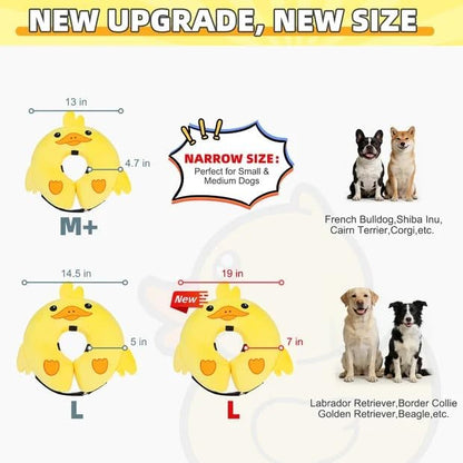 KOOLTAIL Inflatable Dog Cone Collar, Soft Donut E Collar for Dogs After Surgery to Stop Licking Enhanced Alternative, Blow Up Pet Neck Pillow Recovery Adjustable Cone for Dog Cat, Upgrade Size, Duck L