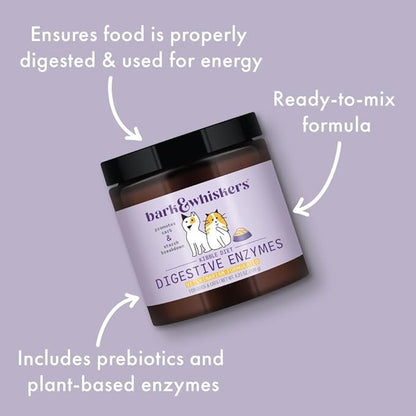 Dr. Mercola Bark & Whiskers Digestive Enzymes – Veterinarian Formulated – for Dogs & Cats – Non-GMO – 150 Scoops – Supports Kibble Digestion