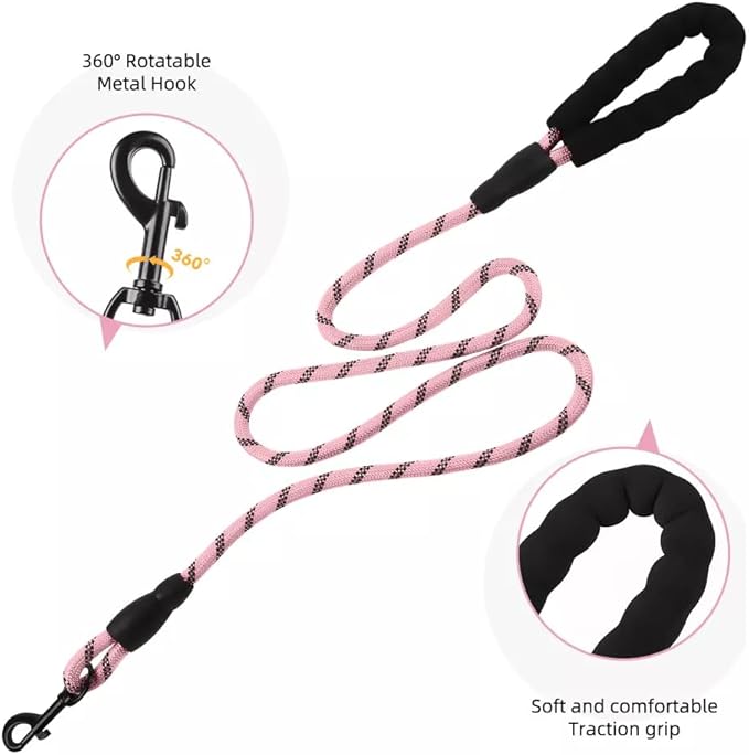 Dog Harness No Pull Adjustable Reflective,for Medium and Large Small Dog with Leash 59.06in (Pink, M)