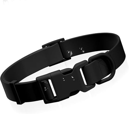 Waterproof Dog Collar, Rubber Adjustable Collars with Quick Release Buckle, Odor-Resistant, Easy to Clean Pet Collars for Small Medium or Large Dogs (Black, M 11.8-18.5 inch)
